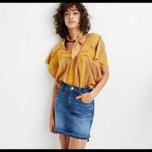 Step-hem jean skirt in brandt wash